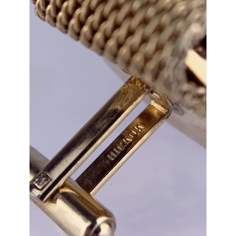 Ink Blot Pour Acrylic Mesh Wrap Cufflinks Gold Tone Hickok Modernist VTG O1